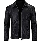 Zbrandy Mens Leather Jacket Faux Leather Motorcycle Jackets Turn Down Collar Biker Coat Outwear