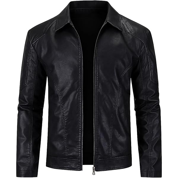 Leather Jackets for Men, Faux Bomber Jacket Men Motorcycle Lapel