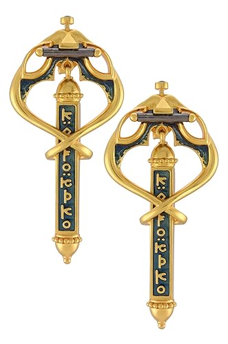 Women's Amrapali Shiva Enameled Serpent Mantra Taveez Earrings (Green)