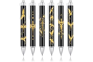 6PCS Dragon Wings Pens Set | Golden Book Dragon Print Pen Fantasy Supplies Accessories Items Stationary for School Home Offic