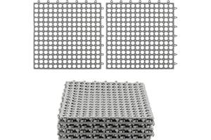 LEXININ 18 Pack Rubber Floor Mat, 12 x 12 Inch PVC Interlocking Drainage Tiles, Non-Slip Splicing Floor Mat for Bathroom Pool