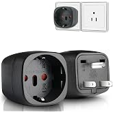 EU to US Plug Adapter 2 Pack for European Type C/E/F Plugs Black | European to American Outlet Adapters, EU to USA Power Adapter for Spain German France