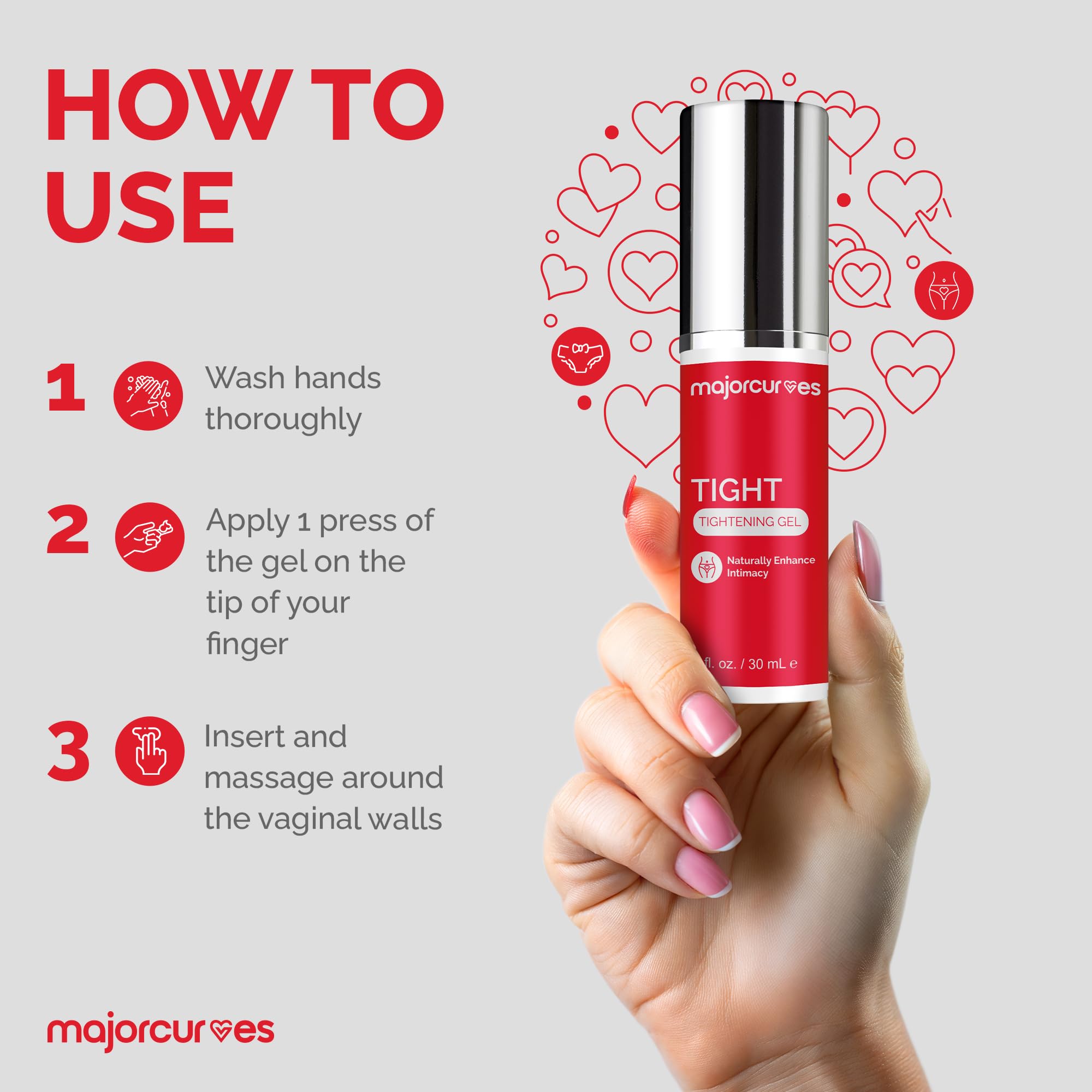 Major Curves Feminine Tightening Gel – Fast-Acting Herbal Firming Formula for Women – Natural Botanical Blend for Comfort, Freshness & Confidence – Non-Greasy, Easy to Apply