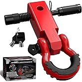 AUTMATCH Shackle Hitch Receiver 2 Inch - 3/4" D Ring Shackle and 5/8" Trailer Hitch Lock Pin, 45,000 Lbs Break Strength Heavy Duty Receiver Towing Kit for Off-Road Vehicle Recovery, Red