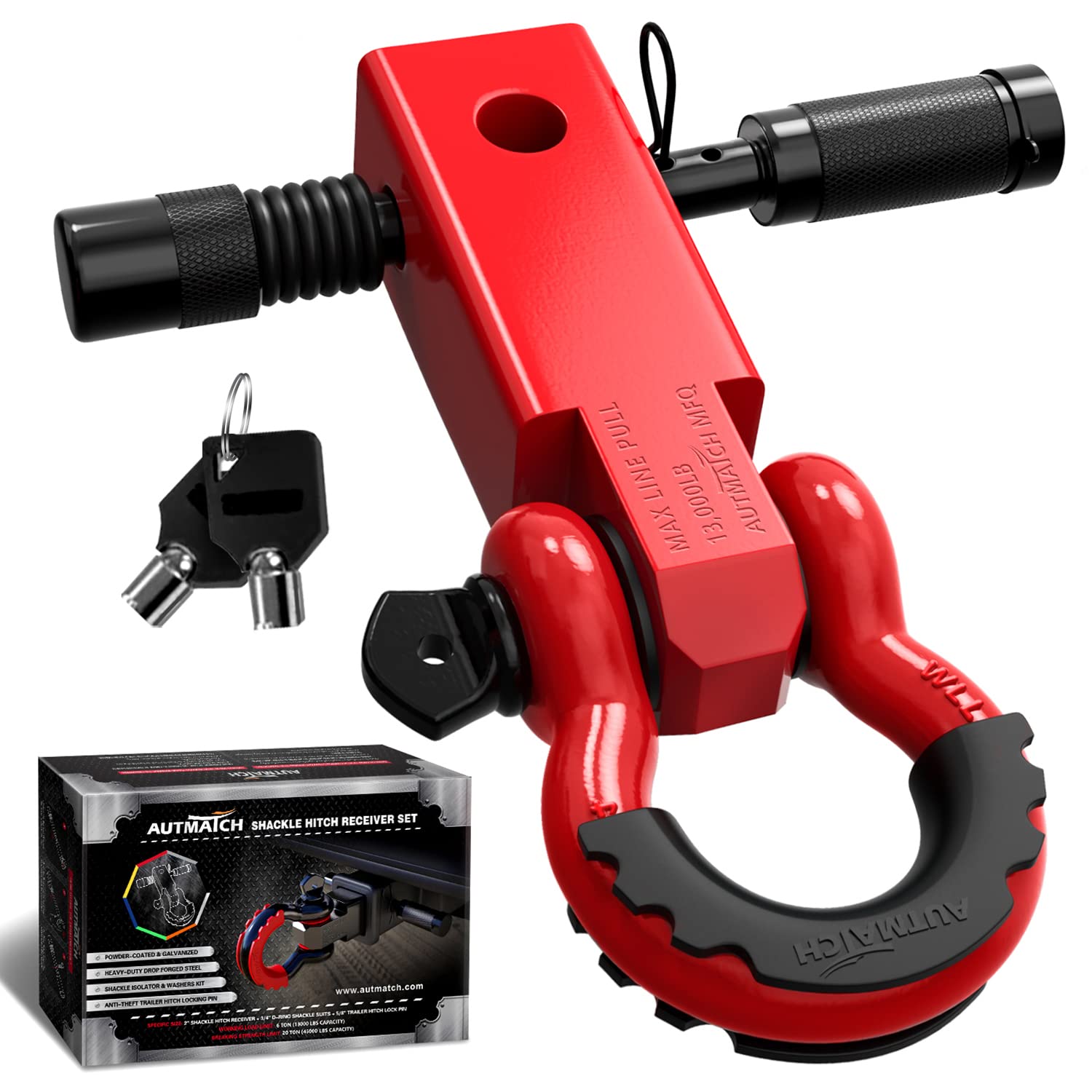 AUTMATCH Shackle Hitch Receiver 2 Inch - 3/4" D