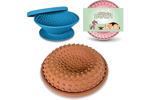 WHISKERS & WAGS Lick-a-Bowl for Dogs and Cats, Cat Slow Feeder, Dog Lick Bowl with Lid, 3 Shape, Silicone Pet Licking Mat, XL Suction Cup for Spill Prevention - Raw Sienna
