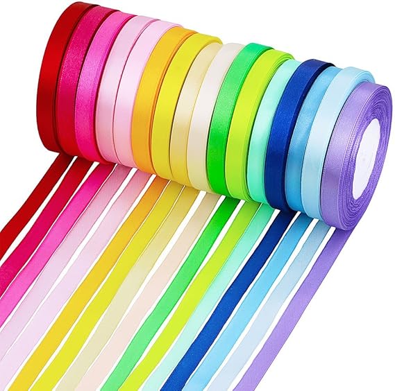 Supla 16 Colors 400 Yard Fabric Ribbon Silk Satin Roll Satin Ribbon