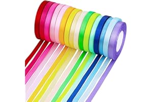 Supla 16 Colors 400 Yard Fabric Ribbon Silk Satin Roll Satin Ribbon Rolls in 2/5" Wide, 25 Yard/roll,16 Rolls,Satin Ribbon Fabric Ribbon Embellish Ribbon Ribbon for Bows Crafts Gifts Party Wedding