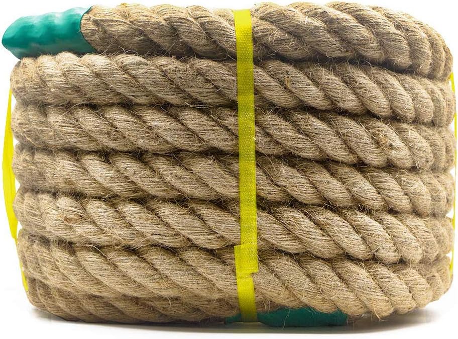 Aoneky 30mm Jute Rope, 14.5 M Heavy Duty 4 Strand Twisted Natural Hemp Rope for Garden Tug of War - Image 3