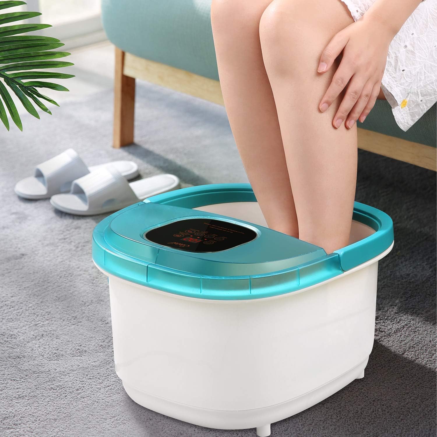 Foot Spa Bath Massager with 6 Automatic Masssage Rollers, Heat, Bubbles and Vibration, 30-60mins Timer & Temprature Settings, Pedicure Tub Soothe Your Tired Feet for Home Office Use: Health & Personal Care