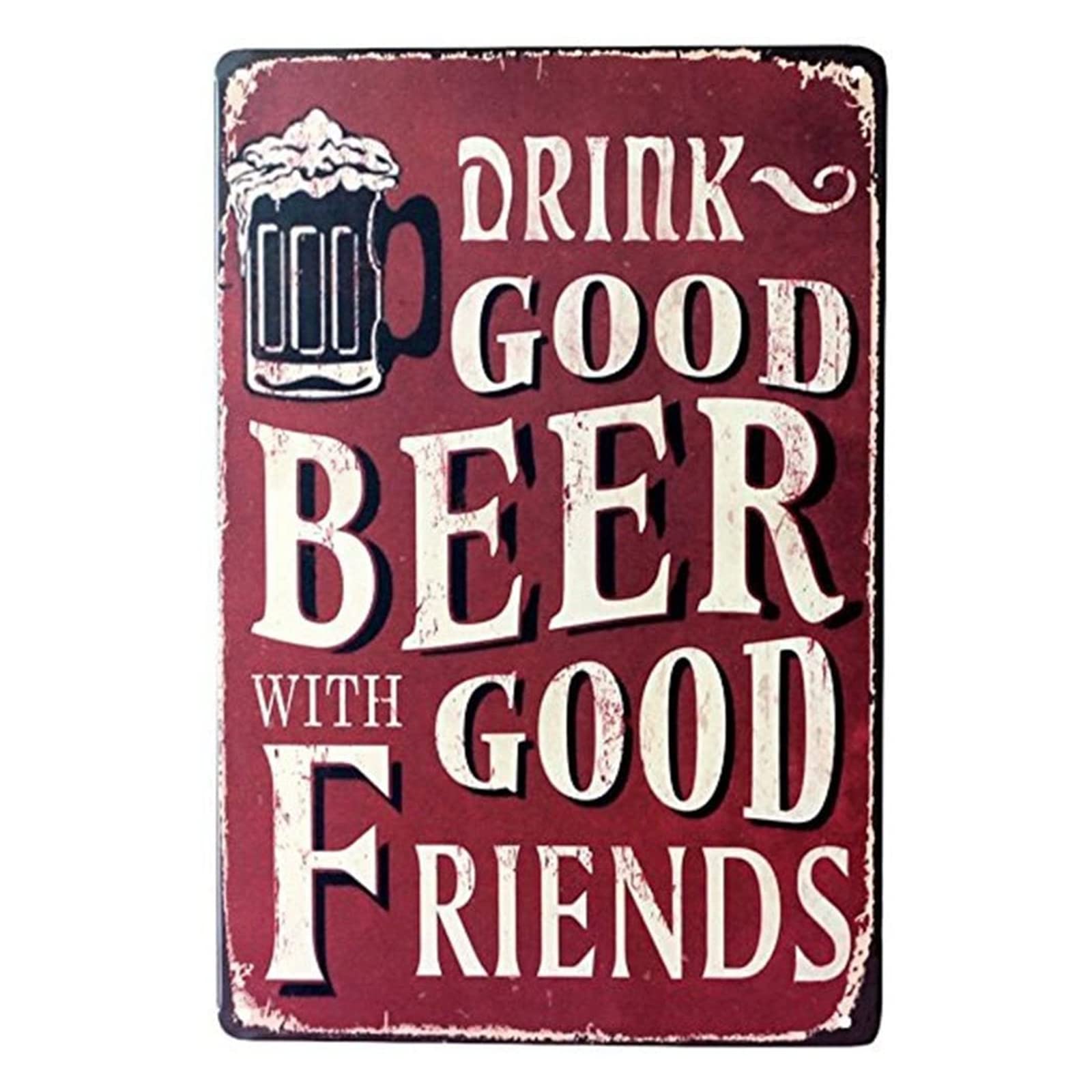 DWE Bar Poster, Metal Vintage Personalised Beer Advertising Poster Sign Plauqe Wall Decor Retro Bar Pub (Red)