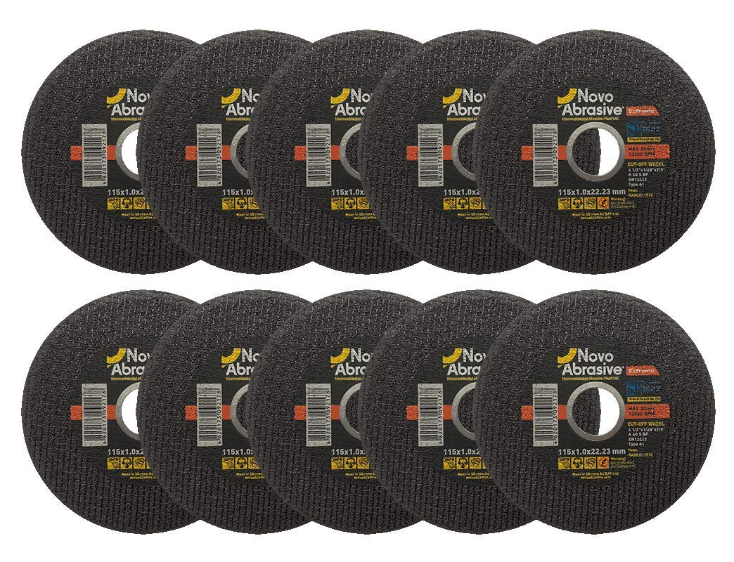 NOVOABRASIVE Synthetic Cutting Discs 115 x 1.0 mm, pack of 10 pcs for