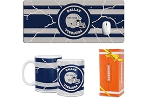 GYOTHRIG Football Fan Coffee Mug Cup and Large Mouse Pad Set Themed Desk Mat Merch Shop Men Women Sport Stuff Gear Apparel Memorabilia Cowboys Team Desk Decor Dad Birthday Christmas Cool Unique Gift