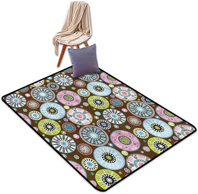 Alfombra para Sala de Estar, diseño Circular Oriental, Persa