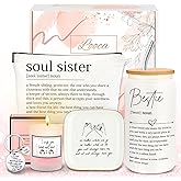Best Friend Birthday Gifts for Women Friendship Gifts for Women Bestfriend Birthday Gift for Best Friend Woman Bestfriend Gift Ideas with Cup Bag Candle Keychain for Soul Sister Bestie BFF