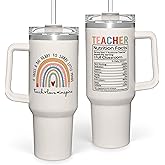 SANDJEST Teacher Appreciation Gifts - It Takes a Big Heart 40oz Stainless Steel Tumbler with Handle - Thank You Gift for Teacher's Day & Graduation