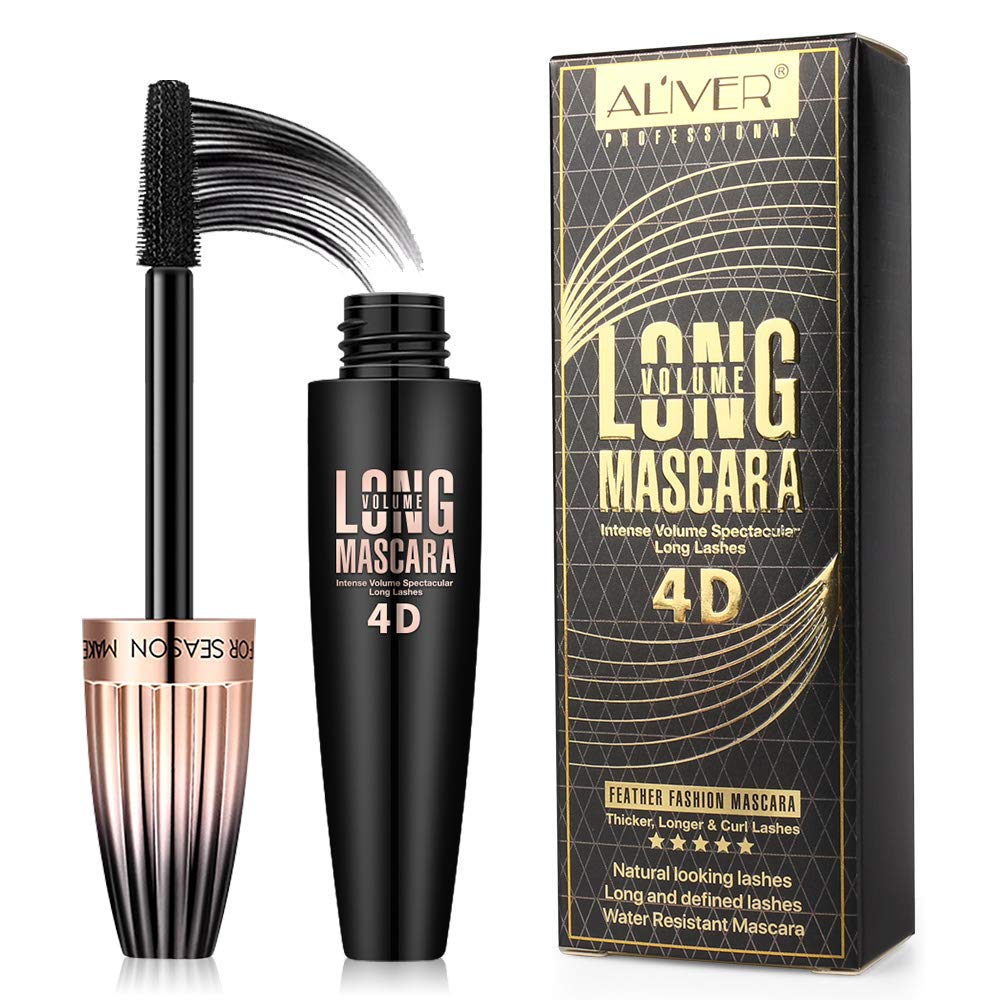 4D Silk Fiber Lash Mascara Waterproof Voluminous Long Lasting with 180 Degree Flexible Brush, Thick and Lengthening Eyelash Mascara, Black