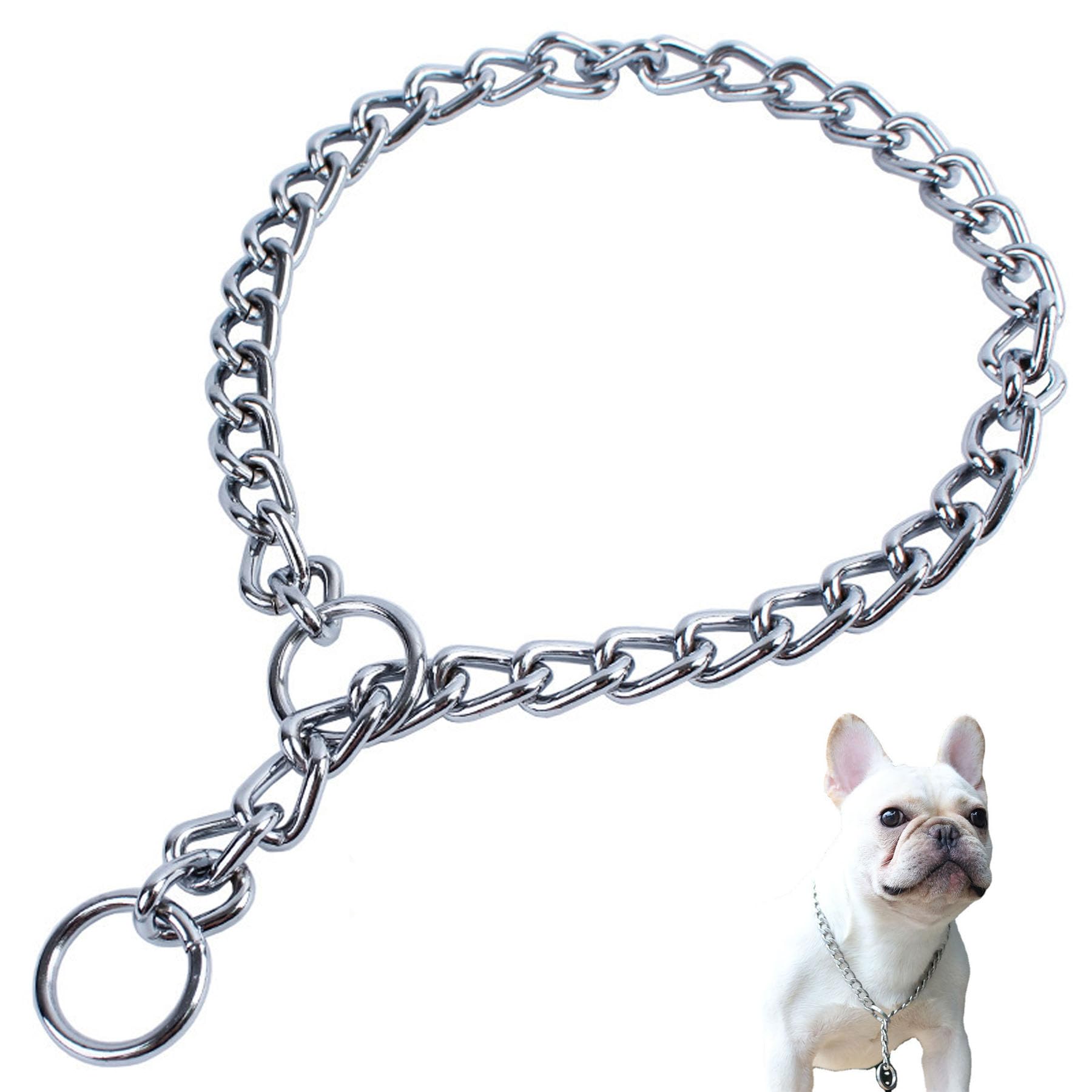 BAIYSFFG Metal Choke Chain for Dog,Dog Choker Silver Plating No Pull Pet Collar Chain for Medium Dogs Training Walking (65cm)
