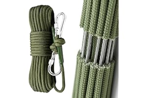 PEMOUPND Climbing Rope Built in Steel Wire Static Rock Climbing Rope for Escape Rope Ice Climbing Equipment Fire Rescue Parachute(32 ft)