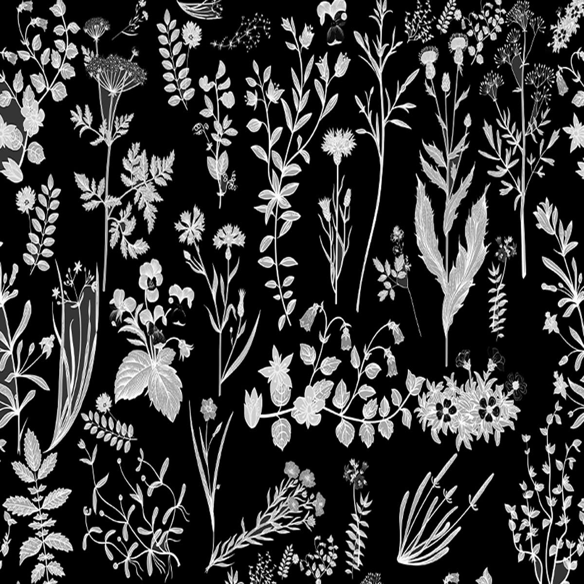 Floarl Upholstery Fabric by The Yard,Farmhouse Flowers Reupholstery Fabric for Chairs,Garden Floral Botanical Waterproof Outdoor Fabric,3 Yards,(L276*W150cm) Black White