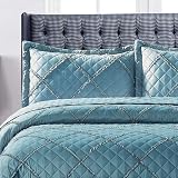 B&B King Bedspread Set 240x250cm Reversible Embossed Blue Quilted view 2