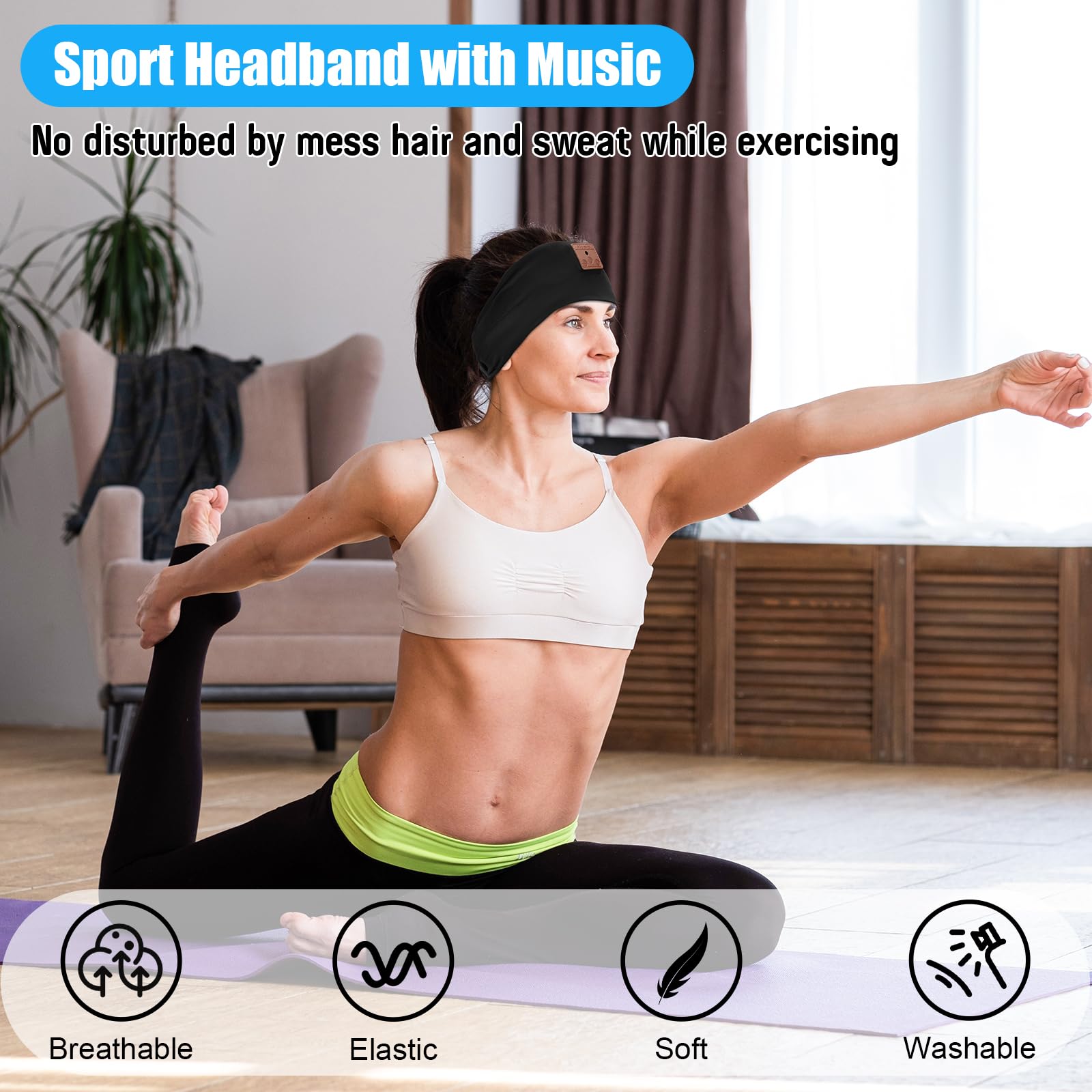 2-Pack Sleeping Headphones Wireless Bluetooth 5.4, Headband Headphones with Ultra-Thin Speakers, Bluetooth Headband for Side Sleepers, Running, Workout, Insomniac, Travel, Meditation（Black&Grey）