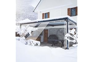 Ezcasch 15oz Outdoor Clear Curtain, PVC Vinly Outdoor Clear Panel Curtain, Weather Resistant Outdoor Curtain for Pergola, Porch, Gazebos, with Rustproof Grommets-8'H x 15'W(180''W x 96''L,H=L)