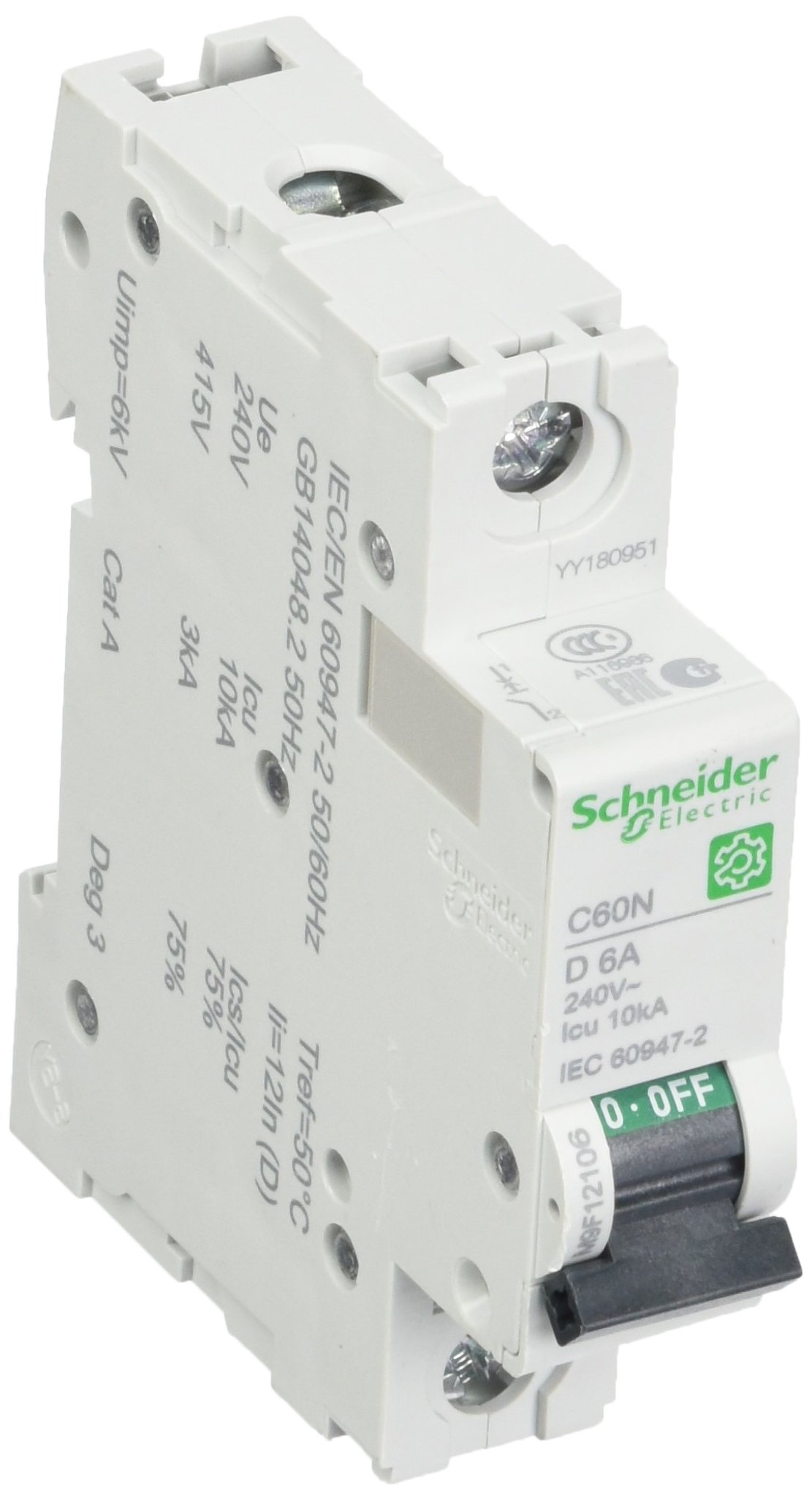 Schneider M9 °F12106 °C60 N MULTI 9 OEM Circuit Breaker Switch 1-Pin 6 A D Char. 10KA IEC60947 -2