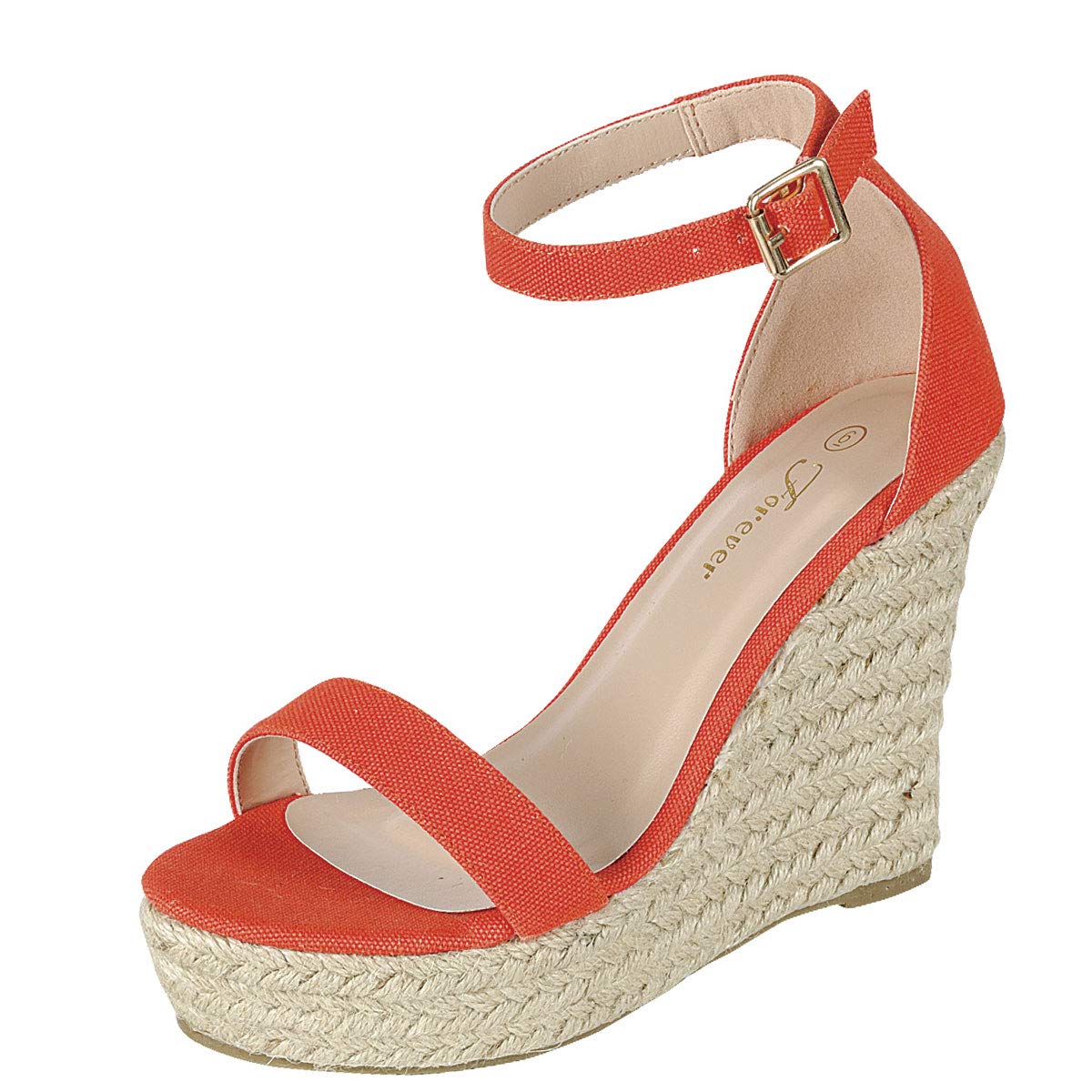Forever Link Womens Open Toe Espadrilles Wedge Platform Ankle Strap Sandals