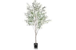 Feelead Faux Olive Tree 8ft (96") - Fake Large Olive Trees Indoor with Artificial Olive Branches and Lifelike Fruits - 8 Feet Artificial Olive Tree with Planter for Home Office Decor