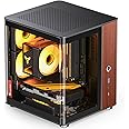 JONSBO TK-0 Black ITX Mini Tower Pc CASE, Hyperboloid Glass Desktop Design, Separated Cabinet Structure, Al Alloy Shell DTX/ITX Desktop Computer Case, Sff Case,Black