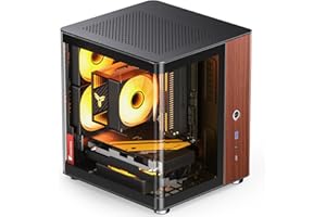 JONSBO TK-0 Black ITX Mini Tower PC Case, Hyperboloid Glass Desktop Design,Separated Cabinet Structure, Al Alloy Shell DTX/IT