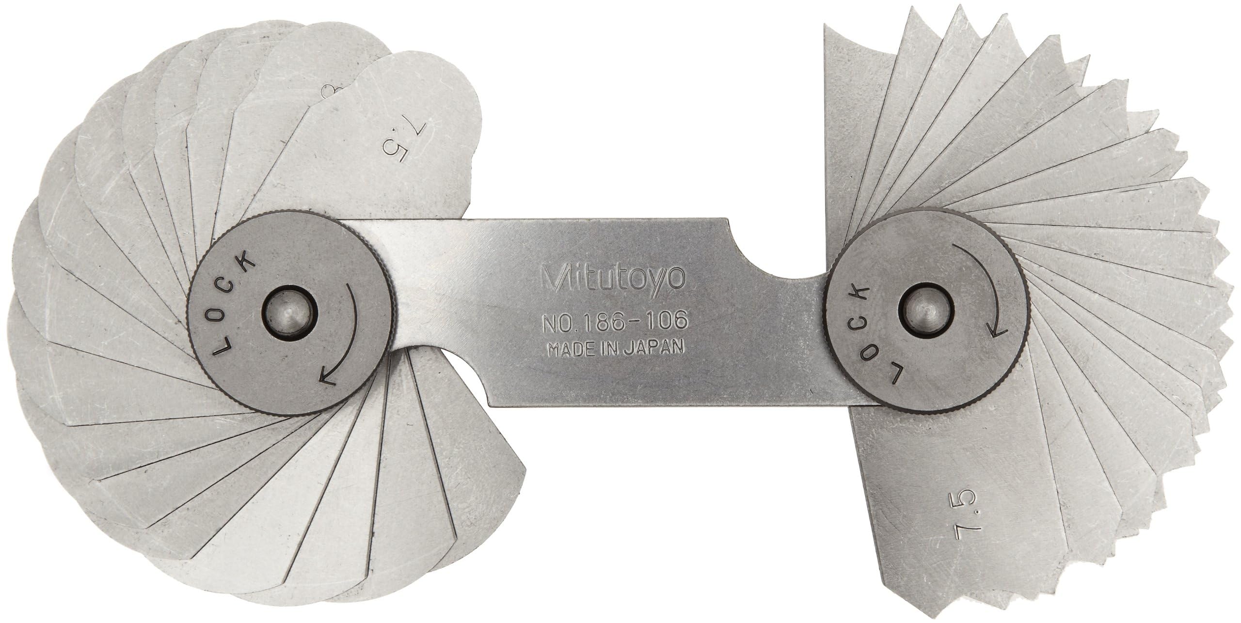 Mitutoyo Radius Gauge, 7.5 mm-15 mm Range, Silver, PAI (Polyamide Imide), PE (Polyethylene), Radius Gauge