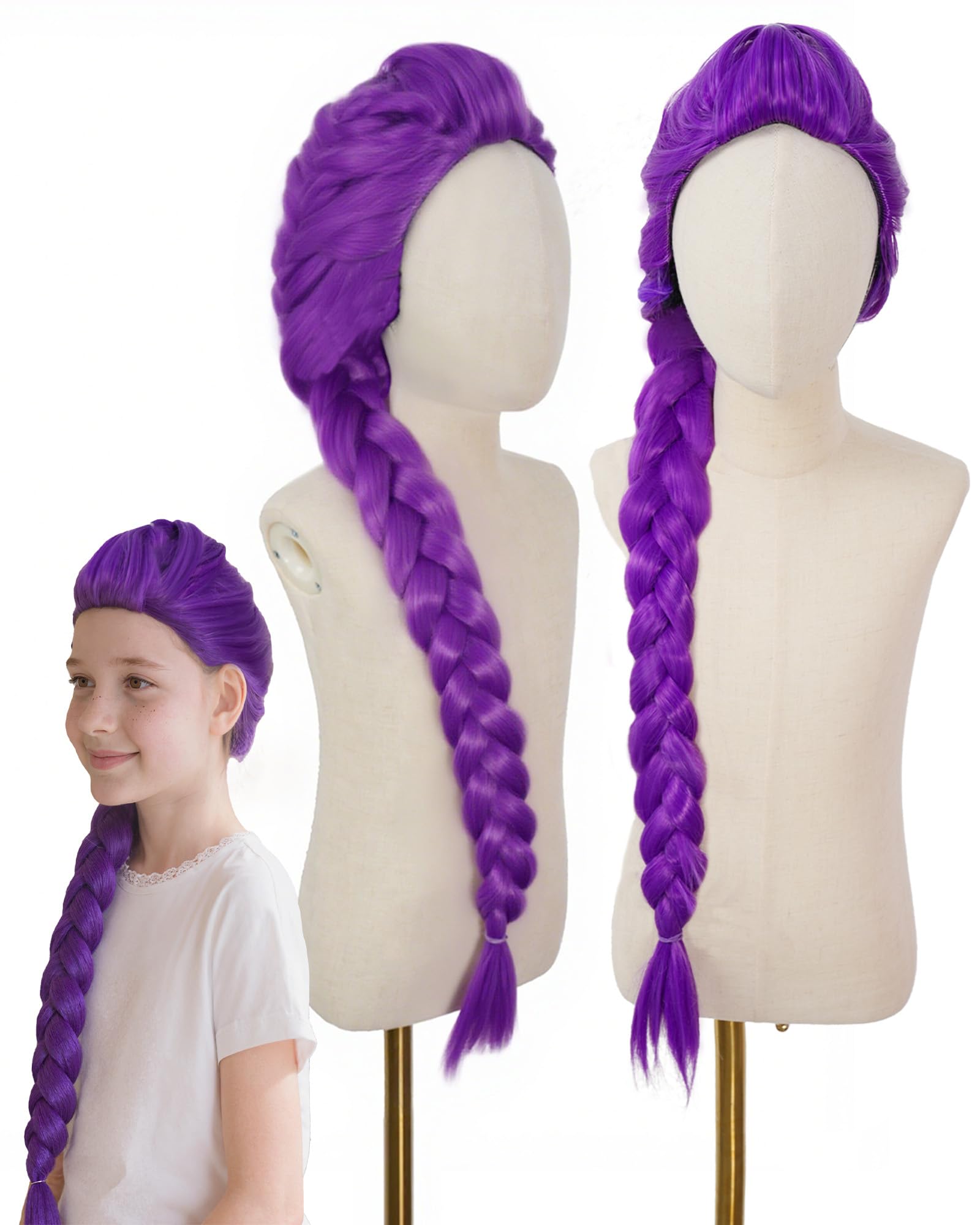 Photo 1 of ninuficky Girls Wigs Purple Braids Accessories for Kids