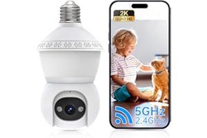 Light Bulb Security Cameras,5G& 2.4G WiFi Security Cameras Wireless Outdoor Indoor,2K Lightbulb Camera for Home Security Outs