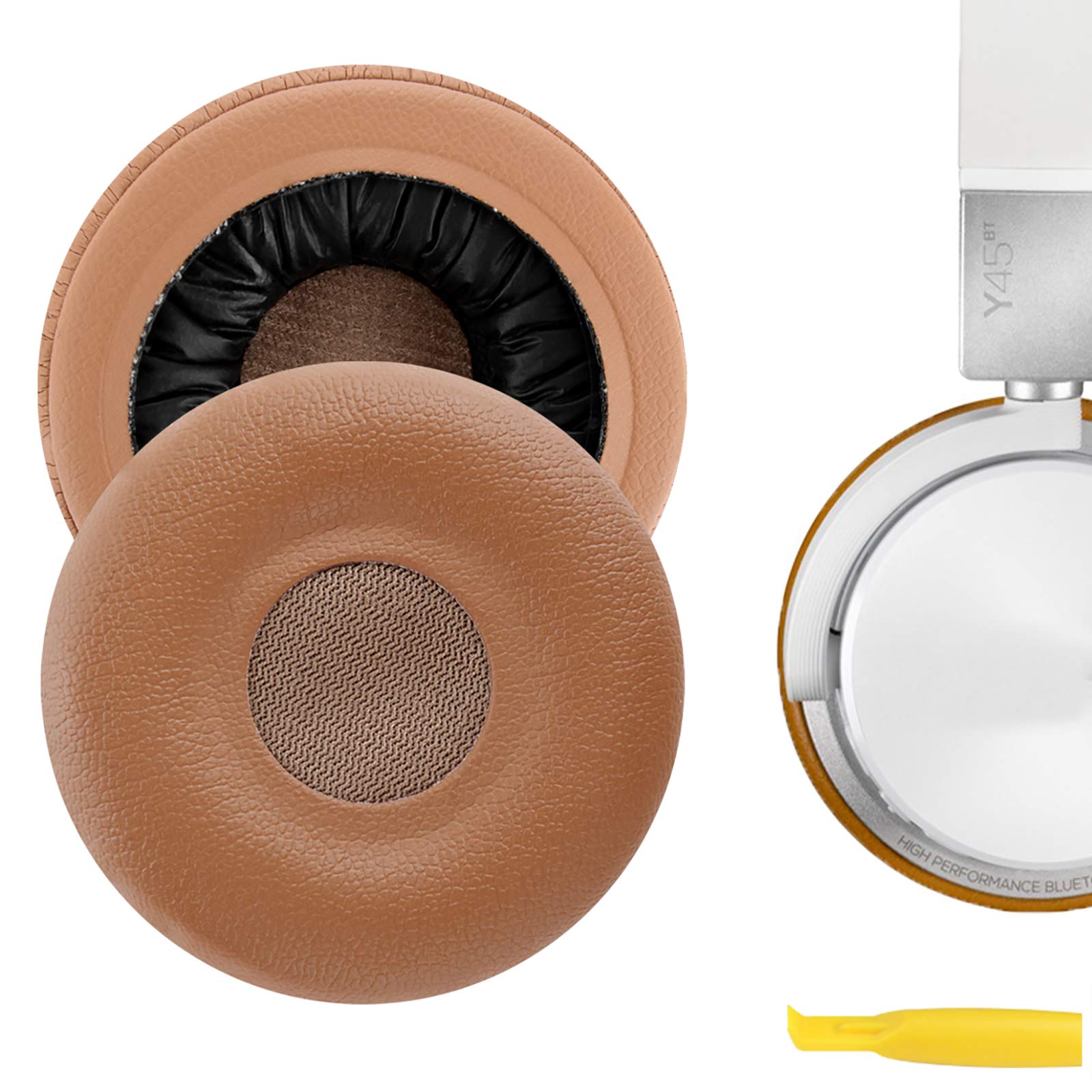 Geekria Replacement Ear Pads for AKG Y40, Y45, Y45BT Headphones Ear Cushions, Repair Parts (Brown)