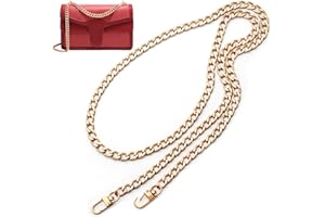 Anvin 47'' Flat Chain Strap DIY Iron Handbag Chains Replacement Purse Straps Shoulder Crossbody Wallet Chain with Metal Buckles for Belt Bag Clutch Pouch(Sturdy with Big Chain Links Weight Only 135g)