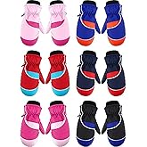 SATINIOR 6 Pair Kids Winter Snow Mittens Waterproof Toddler Ski Gloves for Children Outddor Activities