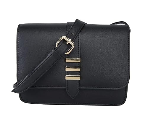black sling bag with gold chain