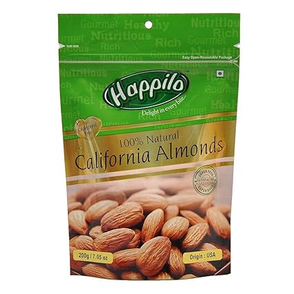 Happilo Premium 100% Natural Californian Almonds, 200g (Pack of 5)