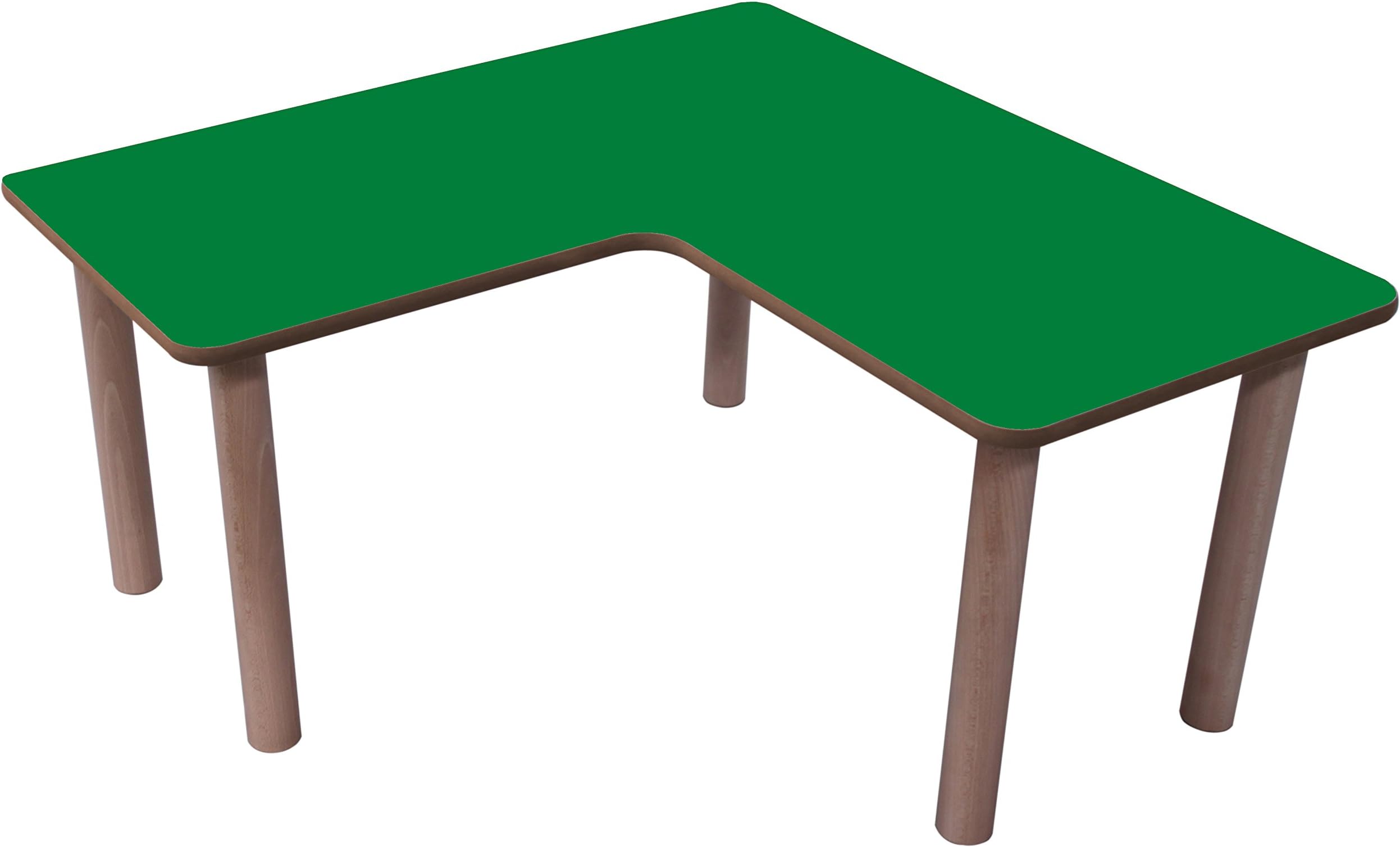 Mobeduc Size 1 Children's Table in L, 90 x 90 x 46 cm, Wood, Dark Green
