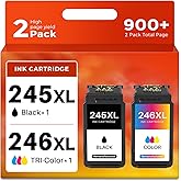 (2 Pack) 245XL 246XL Ink Cartridges Compatible Replacement for Canon 245 XL 246 XL PG-245 CL-246 Combo Pack Work with Pixma T