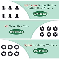 Pzsmocn 300 Pieces/100 Sets M3*4 mm Plastic Black