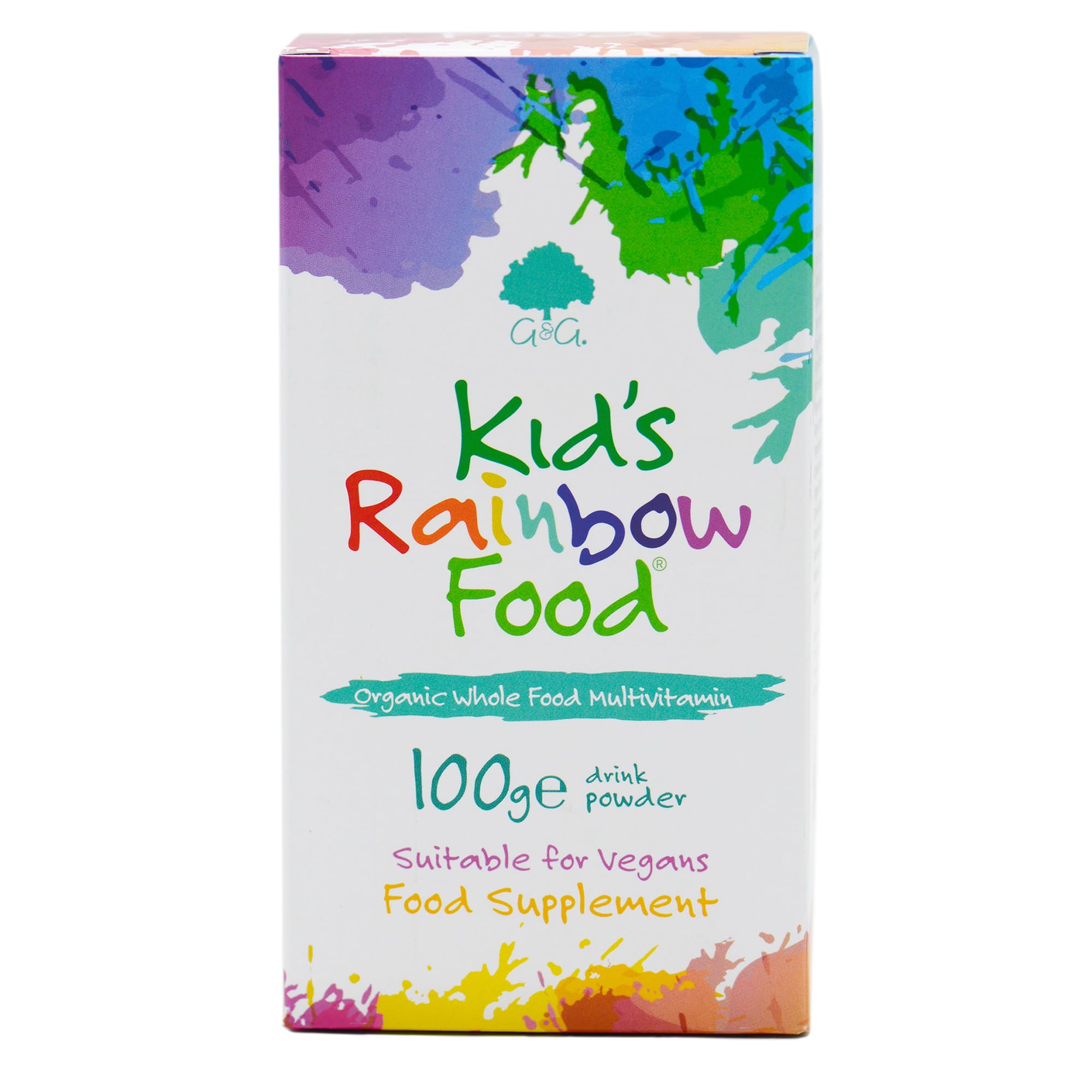 Kid's Rainbow Food | Organic Whole Food Multivitamin for Children | 100g Vegan Drink Powder | Ideal for Children | G&G Vitamins