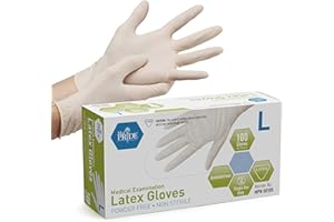 MED PRIDE Disposable Latex Medical Examination Gloves, Ambidextrous, Heavy Duty, Powder-Free, Comfortable Fit (Large, 100-Count) Ultra-Strong 5 mil Thick, Disposable Powder-Free