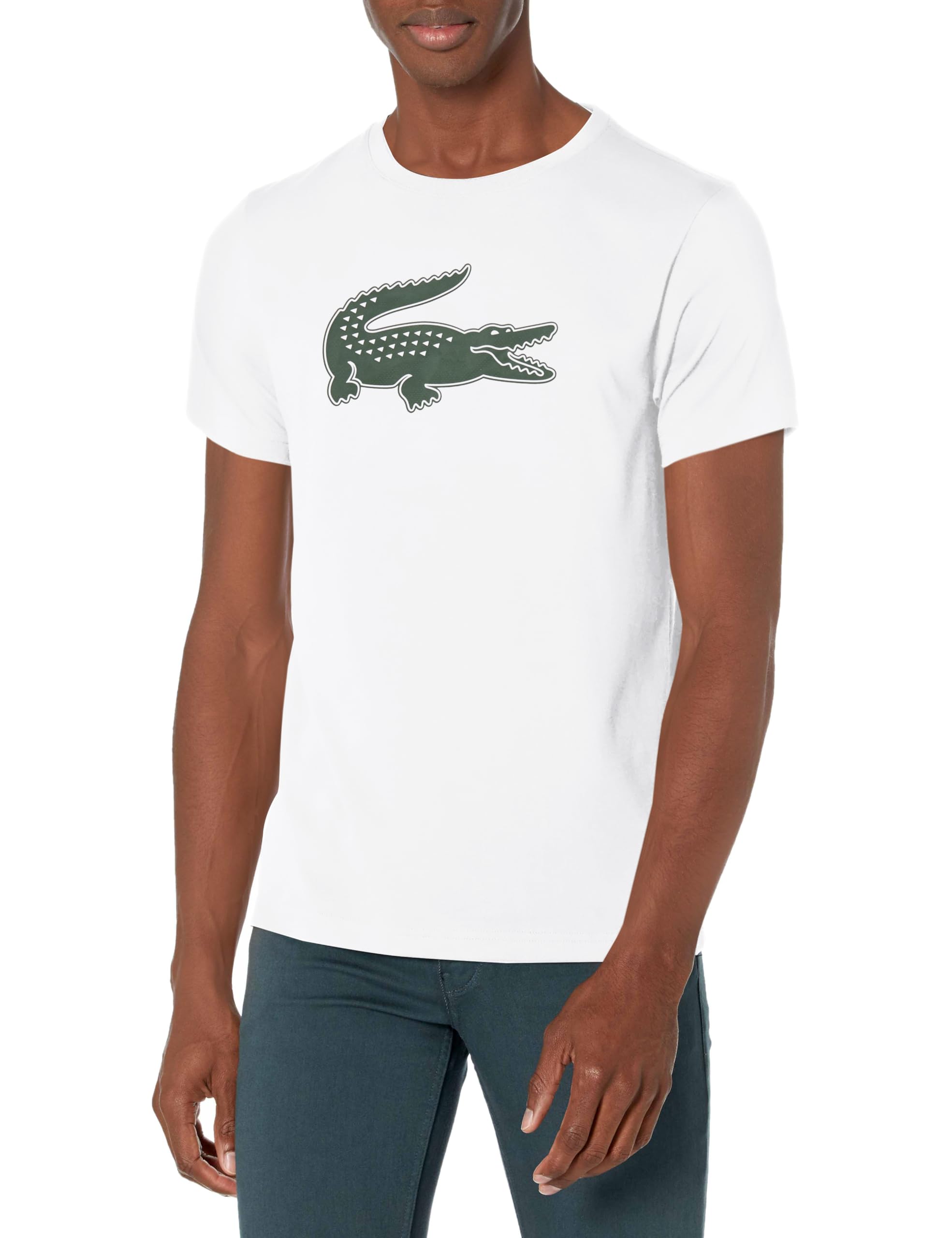 Lacoste Men's Ultra Dry XXL Logo T-Shirt, White/Green, 3X-Large Image