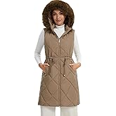 AceNest Long Vest for Women Fleece Lined Puffer Vest Thicken Winter Vests Coats Sleeveless Outwear with Hood