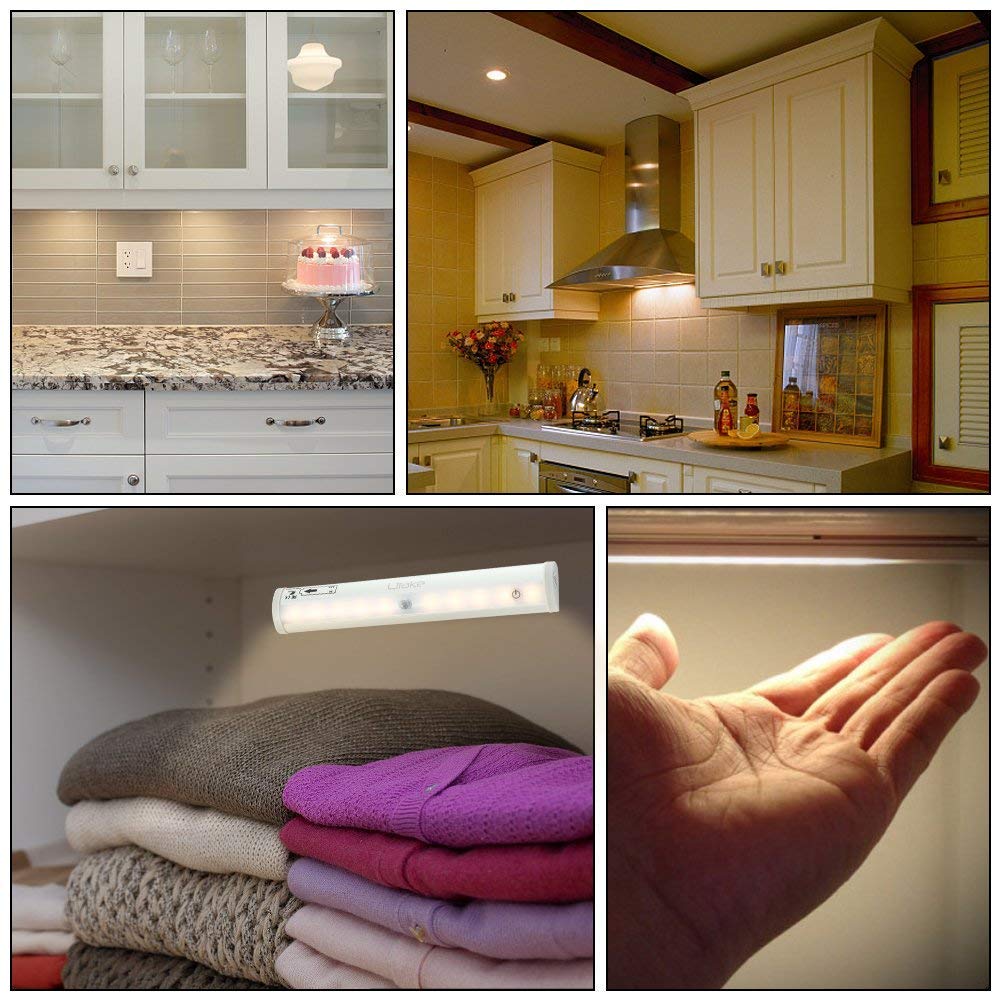 Litake Remote Control LED Lights Bar, Wireless LED Under Cabinet Lighting, Dimmable Battery Operated Closet Light Stair Night Lights, Stick on Anywhere Safe Light for Kitchen Hallway Bedroom, Arc