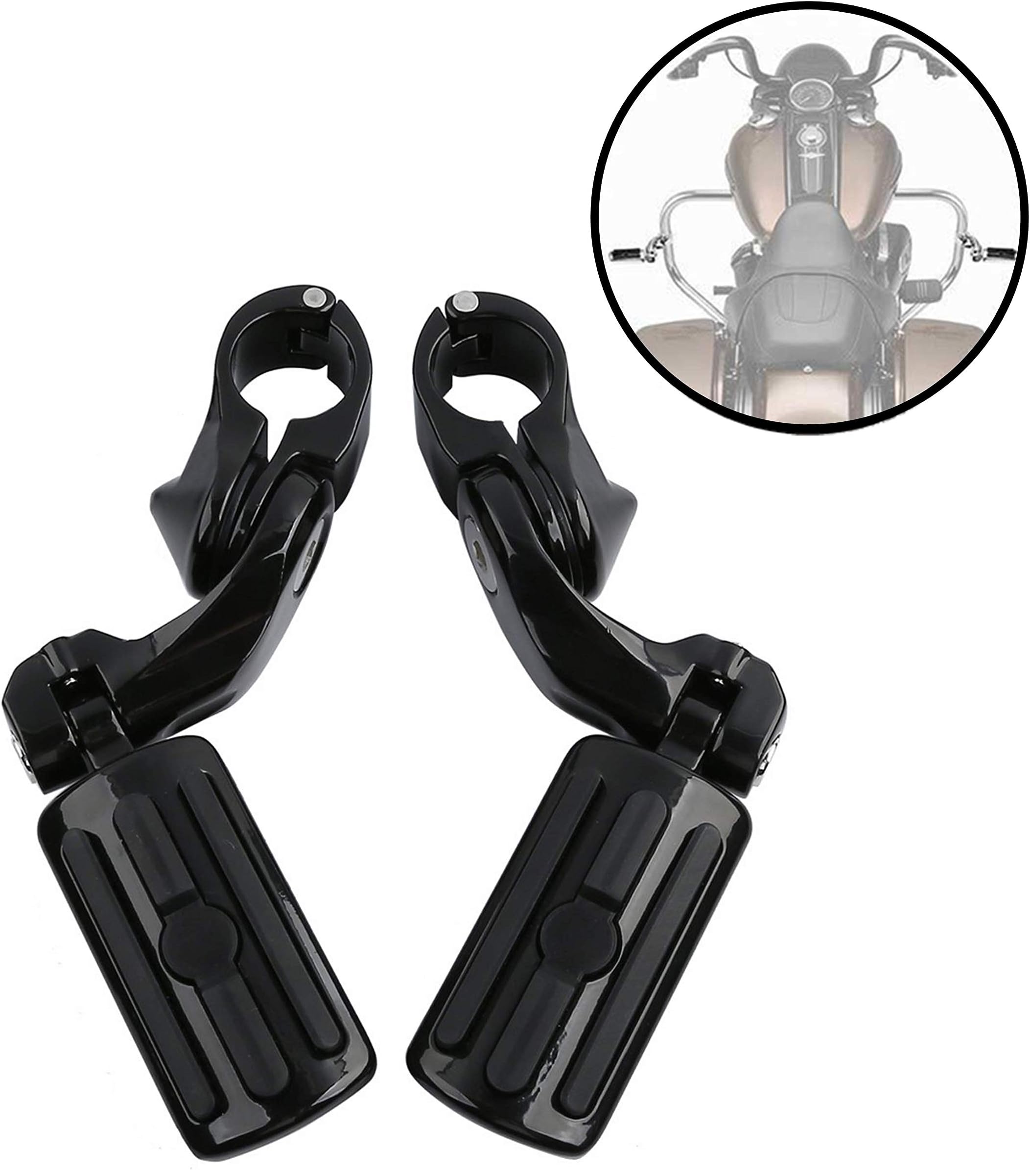 Triclicks 1.25" 32 mm Short Angled 360°Adjustable Highway Motorcycle Foot Pegs Motorcross Foot Rest Mount For Harley Davidson