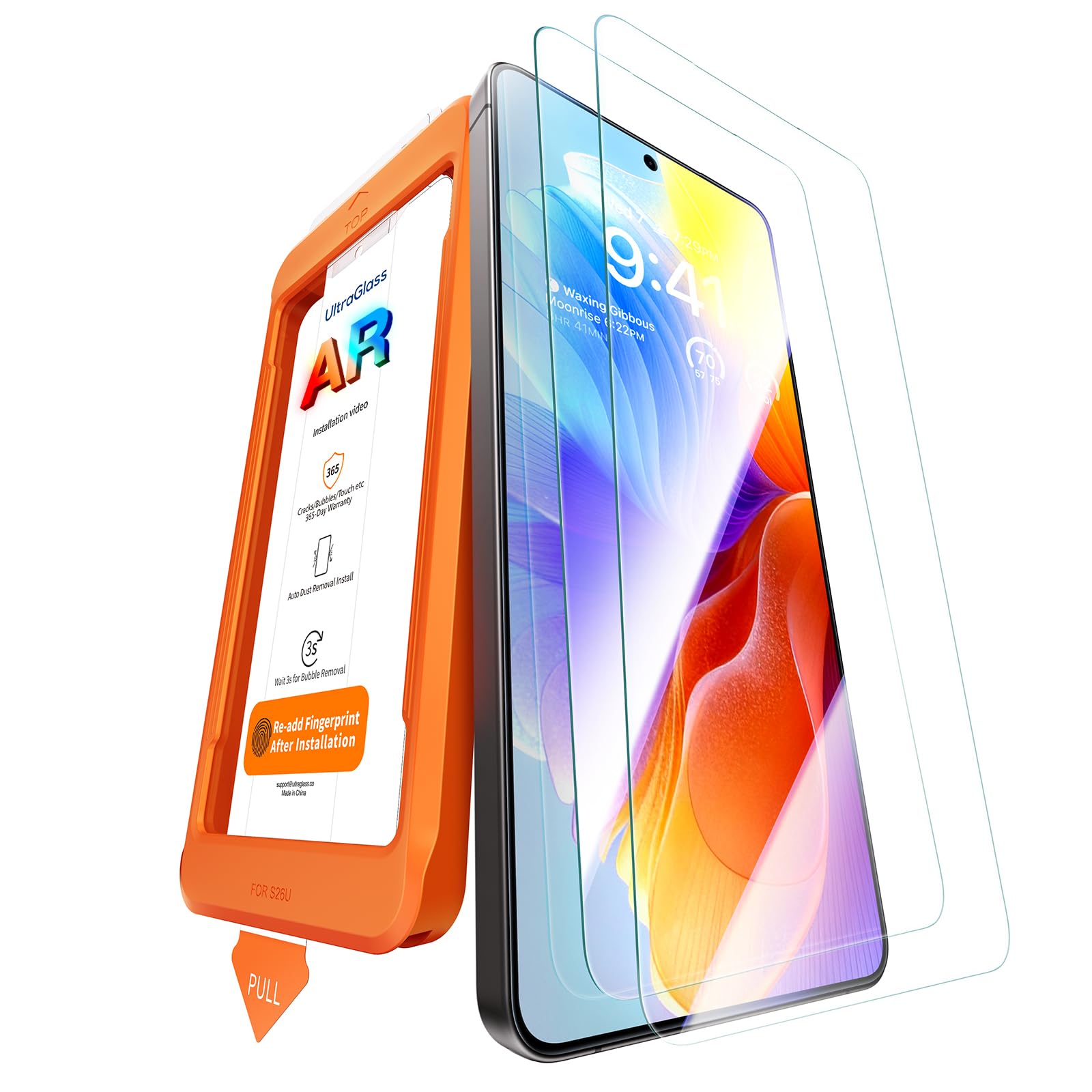 UltraGlass TOP 9H+ OptiArmor for Samsung Galaxy S26 Ultra Screen Protector [NO.1 Anti-Reflection & Military Grade Shatterproof] Galaxy 26 Ultra Tempered Glass, Anti Glare, Easy One-Pull Install, 2 Pack